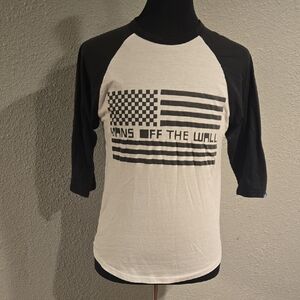 Vans Off The Wall Black and White Raglan Tee